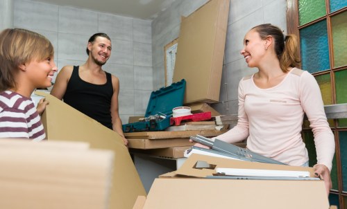 Boxes and packing materials prepared for a move in Streatham