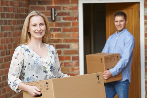 Local office removals planning in Streatham with business furniture and boxes