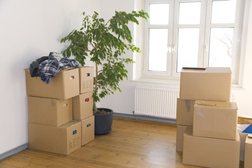 Household boxes and furniture ready for a Streatham move