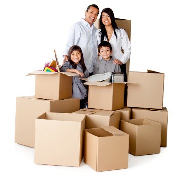 Packed moving boxes ready for flat removals in Streatham
